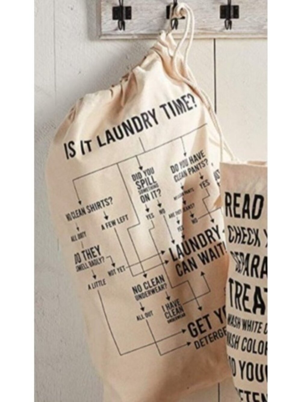 Mud Pie canvas Laundry bag tote NWT drawstring college dorm room travel